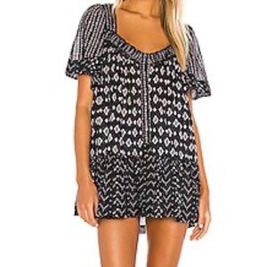 FREE PEOPLE Hearts Desire Printed Mini Dress/Tunic in Black